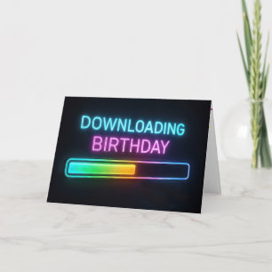 Neon verjaardagscomputer laadbalk kaart
