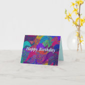 Neon verlaat Happy Birthday Kaart (Gele Bloem)