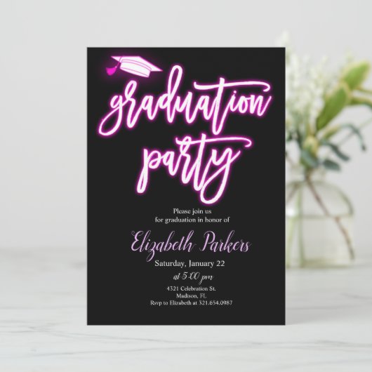 Neon Verpleegkundige Afstudeerfeest Kaart (Staand voorkant)