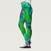 Neon vert et violet Liquide Leggings d'art Abstrai (Gauche)