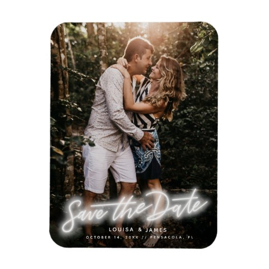 Neon Vertical Photo Save the Date Magnet Magneet (Verticaal)