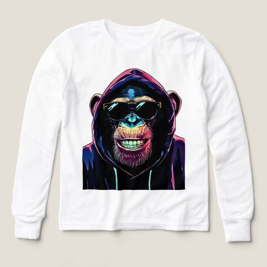 Neon Vibe – Stylish Chimpanzee in Hoodie and Sungl (Motif recto)