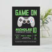 Neon Video Game Anniversaire Invitation (Debout devant)