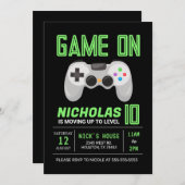 Neon Video Game Anniversaire Invitation (Devant / Derrière)