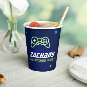 Neon Video Game Arcade Birthday Party Paper Cup Papieren Bekers