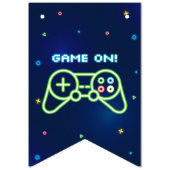 Neon Video Game Arcade Happy Birthday Vlaggetjes (Eerste vlag)