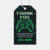 Neon Video Game Arcade Level Up Verjaardag Dank u Cadeaulabel (Voorkant)