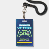 Neon Video Game Arcade Party Badge VIP (Front with Lanyard)