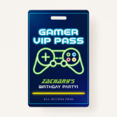 Neon Video Game Arcade Party Badge VIP (Devant)