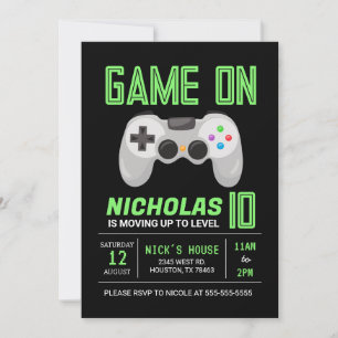 Neon Video Game Birthday Uitnodiging
