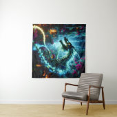 Neon Vines & Dragon Botten: Eclipse in een futuris Wandkleed (In Situ (horizontaal))