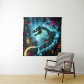 Neon Vines & Dragon Botten: Eclipse in een futuris Wandkleed (In situ)