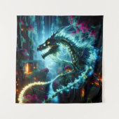 Neon Vines & Dragon Botten: Eclipse in een futuris Wandkleed (Voorkant)