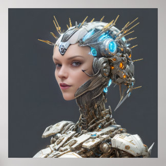 Neon Visionary: Een cybernetisch Vrouw Poster