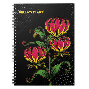 Neon Vlamlelie: Pop Art Gloriosa superba Notitieboek