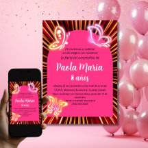 Neon Vlinder Zwarte Roze Meisje Verjaardag Spaans