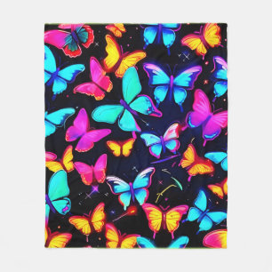 Neon Vlinderpatroon Fleece Deken
