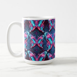 Neon vlinderpatroon koffiemok