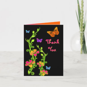 Neon Vlinders & Bloemen Dankjewel Kaart
