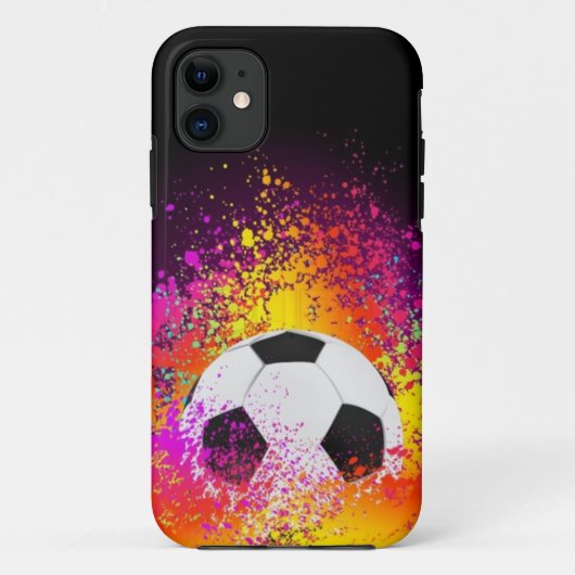 Neon Voetbal met zwarte achtergrond Case-Mate iPhone Case (Achterkant)