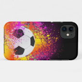 Neon Voetbal met zwarte achtergrond Case-Mate iPhone Case (Achterkant (horizontaal))