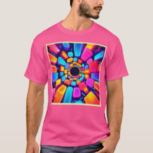 Neon Vormen Abstracte Tunnel Kunst T-shirt