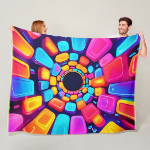 Neon Vormt Abstracte tunnelkunst Fleece Deken