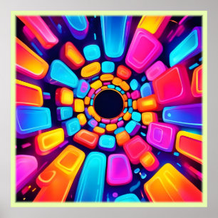 Neon Vormt Abstracte tunnelkunst Poster