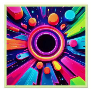 Neon Vortex Abstracte Ruimte Kunst Perfect Poster