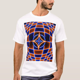Neon Vortex Ster Optische Illusie – Blauw Oranje G T-shirt