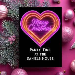 Neon vrolijk kerstfeest kaart