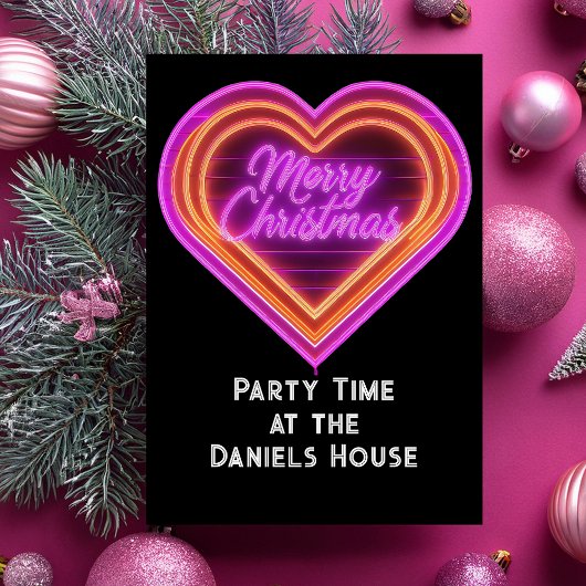 Neon vrolijk kerstfeest kaart