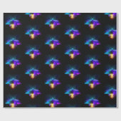 Neon vuurvlieg op zwart cadeaupapier (Vlak)