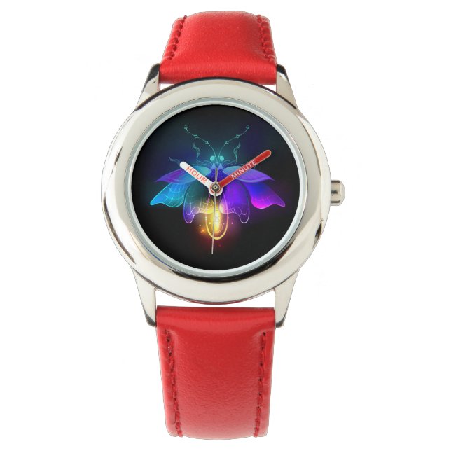 Neon vuurvlieg op zwart horloge (Voorkant)