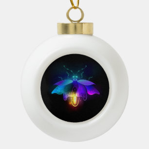 Neon vuurvlieg op zwart keramische bal ornament