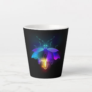 Neon vuurvlieg op zwart latte mok