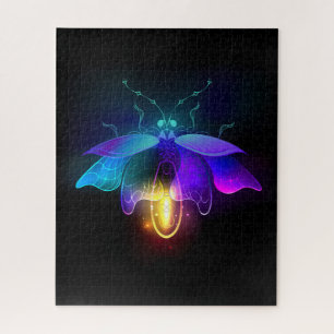Neon vuurvlieg op zwart legpuzzel
