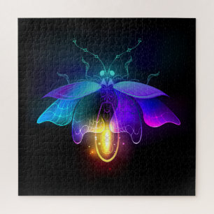 Neon vuurvlieg op zwart legpuzzel