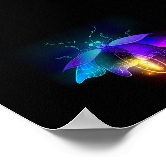 Neon vuurvlieg op zwart poster (Hoek)