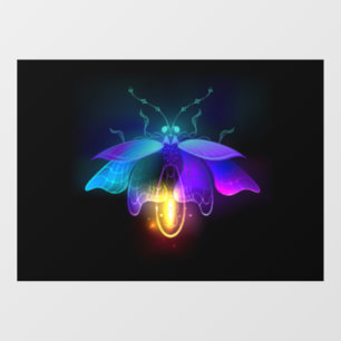 Neon vuurvlieg op zwart raamsticker