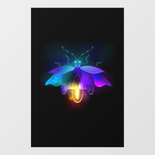 Neon vuurvlieg op zwart raamsticker
