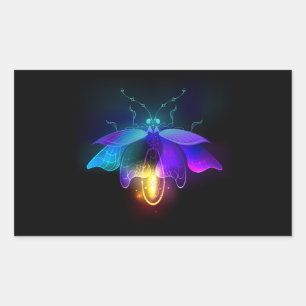 Neon vuurvlieg op zwart rechthoekige sticker