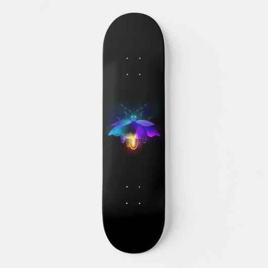 Neon vuurvlieg op zwart skateboard (Voorkant)