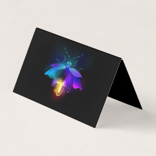 Neon vuurvlieg op zwart visitekaartjes