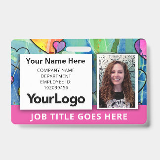 Neon Watercolor Personeelsbadge Hot Roze Badge