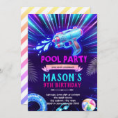 Neon Watergun Party Invitation (Devant / Derrière)