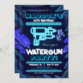 Neon Watergun Party Invitation été (Devant / Derrière)