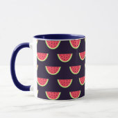 Neon Watermelon op Paars Patroon Mok (Links)