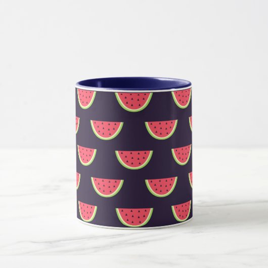 Neon Watermelon op Paars Patroon Mok (Midden)