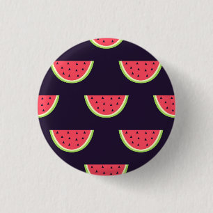 Neon Watermelon op Paars Patroon Ronde Button 3,2 Cm
